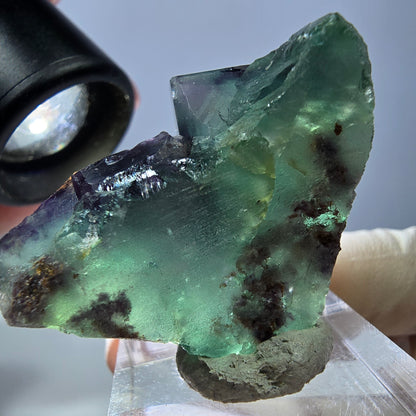 Phantom Fluorit Würfel Stufe, grün lila Okorusu, Namibia 34*32*20mm