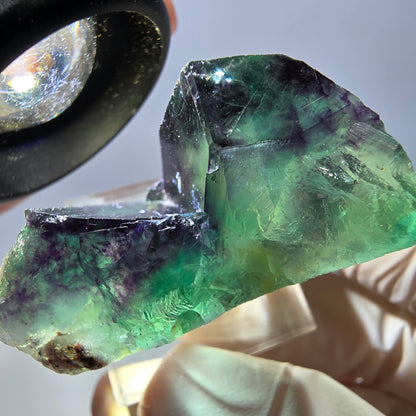 Phantom Fluorit Würfel Stufe, grün lila Okorusu, Namibia 34*32*20mm