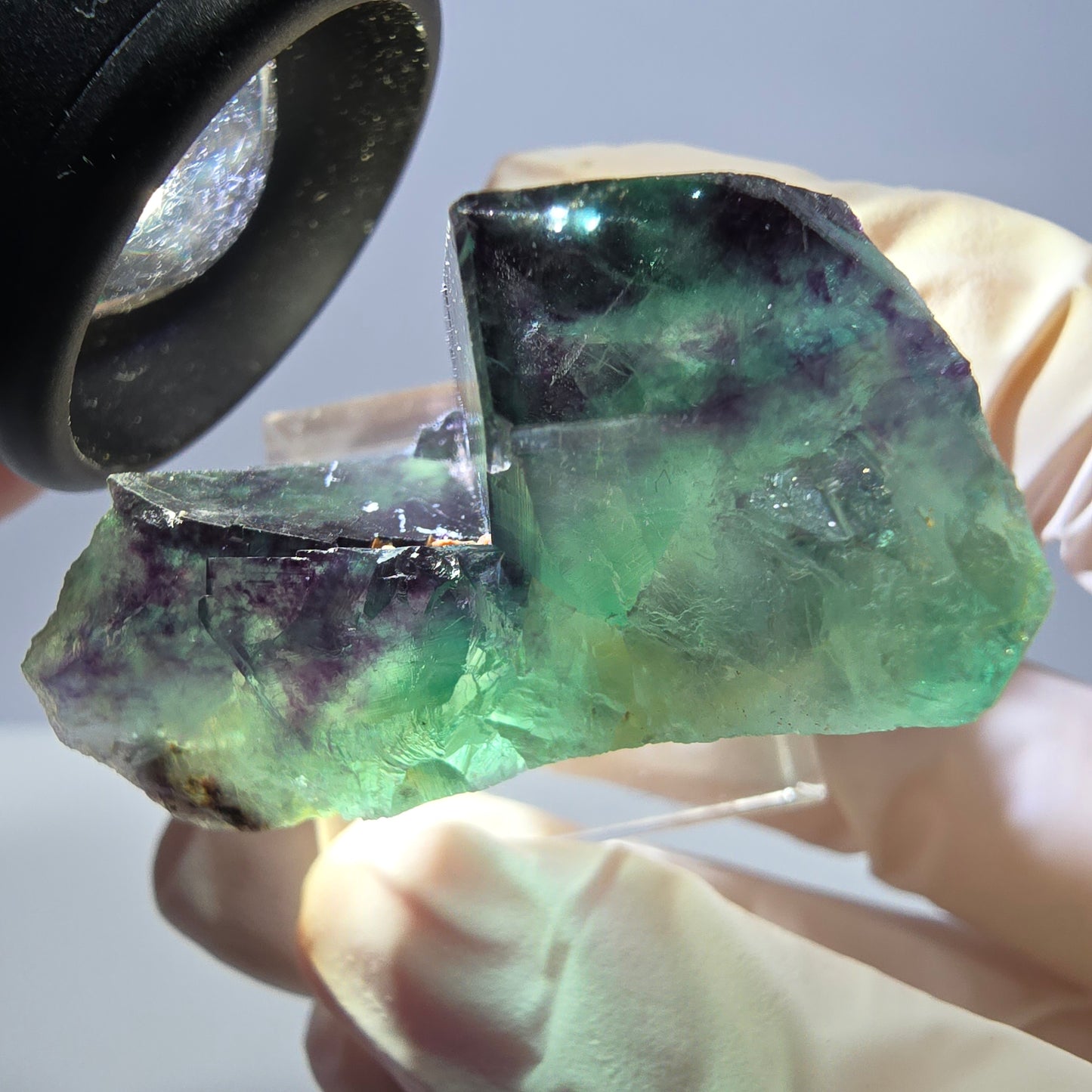 Phantom Fluorit Würfel Stufe, grün lila Okorusu, Namibia 34*32*20mm