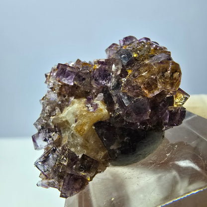 Spécimen de cube de fluorite fantôme, violet-jaune, Okorusu, Namibie, 36 x 27 x 15 mm 