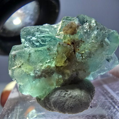 Phantom Fluorit Würfel Stufe, grün lila Okorusu, Namibia 23*14*12mm