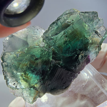 Spécimen de cube de fluorite fantôme, vert violet, Okorusu, Namibie, 36 x 25 x 15 mm 