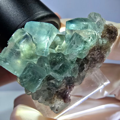 Seltene Phantom Fluorit Würfel Stufe, grün Okorusu, Namibia 34*27*21mm