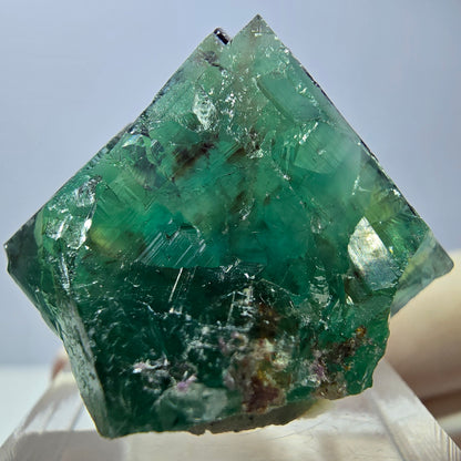Cube de fluorite fantôme transparente parquetée, vert Okorusu, Namibie 24 x 23 x 21 mm 