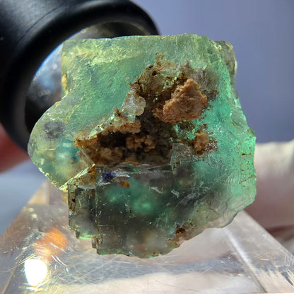 Cube de fluorite fantôme transparente parquetée, vert Okorusu, Namibie 21 x 19 x 19 mm 