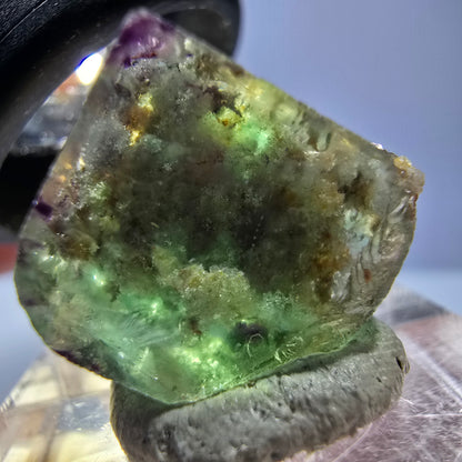 Cube de fluorite fantôme transparente parquetée, vert Okorusu, Namibie 15 x 14 x 12 mm 