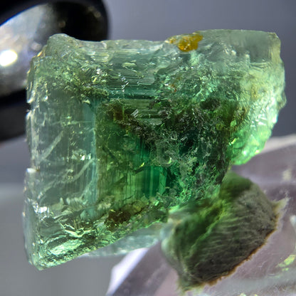 Cube de fluorite fantôme transparente parquetée, vert Okorusu, Namibie 23 x 21 x 15 mm 