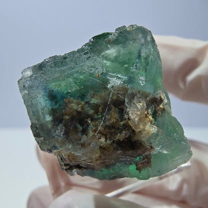 Cube de fluorite fantôme transparente parquetée, vert Okorusu, Namibie 21 x 21 x 19 mm 