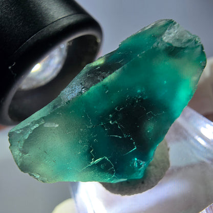 Cube de fluorite fantôme transparente parquetée, vert Okorusu, Namibie 25 x 20 x 19 mm 