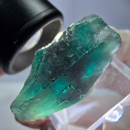 Cube de fluorite fantôme transparente parquetée, vert Okorusu, Namibie 25 x 20 x 19 mm 