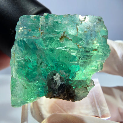 Cube de fluorite fantôme transparente parquetée, vert Okorusu, Namibie 23*23*22mm 