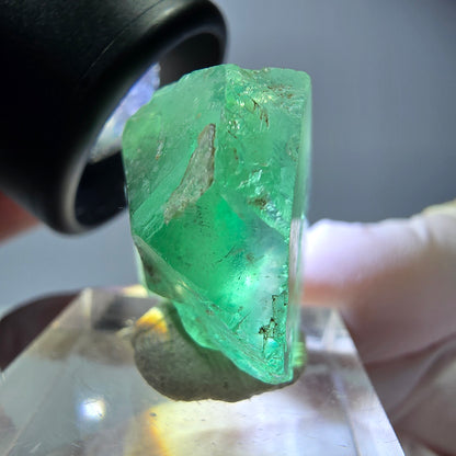 Cube de fluorite fantôme transparente parquetée, vert Okorusu, Namibie 23 x 23 x 17 mm 