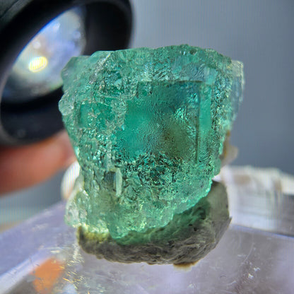 Klarer Phantom Fluorit Würfel parkettiert, grün Okorusu, Namibia 15*14*14mm