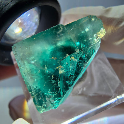 Klarer Phantom Fluorit Würfel parkettiert, grün Okorusu, Namibia 19*16*14mm