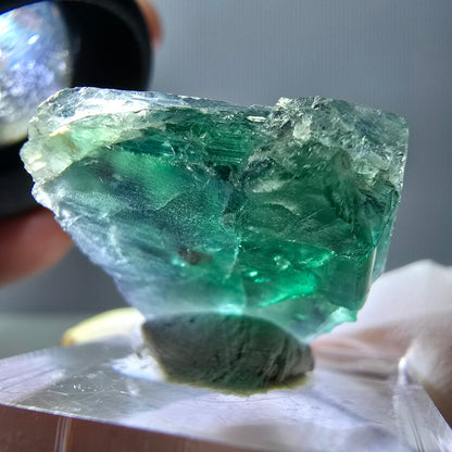 Klarer Phantom Fluorit Würfel parkettiert, grün Okorusu, Namibia 20*17*17mm