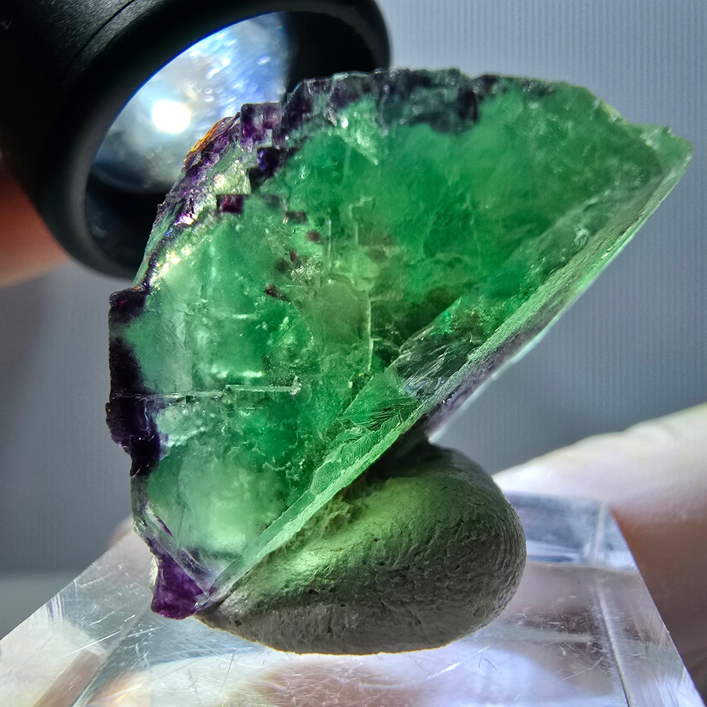 Phantom Fluorit Würfel parkettiert, zonal, grün lila Okorusu, Namibia 31*22*20mm