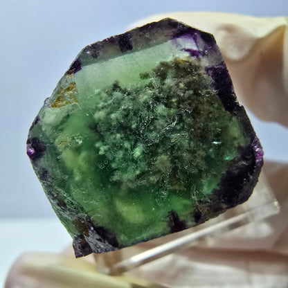 Cube de fluorite fantôme parqueté, zonal, vert violet Okorusu, Namibie 22*21*19mm 