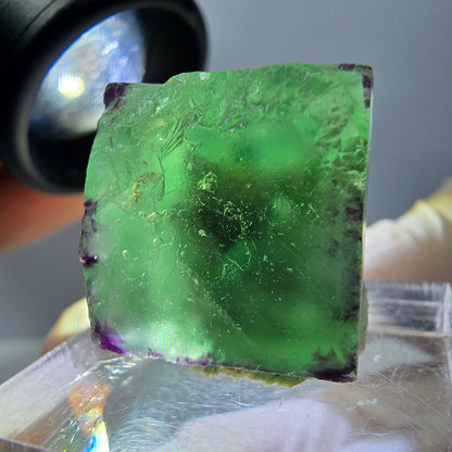 Cube de fluorite fantôme parqueté, zonal, vert violet Okorusu, Namibie 18*17*15mm 