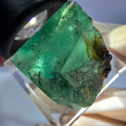 Klarer Phantom Fluorit Würfel, grün lila Okorusu, Namibia 18*16*17mm