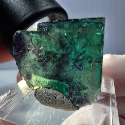 Cube de fluorite fantôme parqueté, vert violet Okorusu, Namibie 22*20*17mm 
