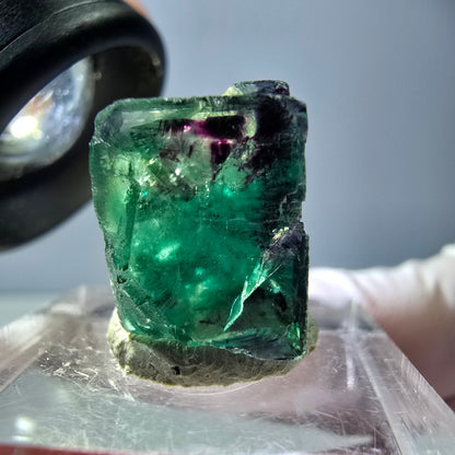 Phantom Fluorit Würfel parkettiert, grün lila Okorusu, Namibia 19*16*11mm