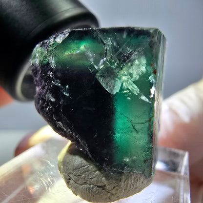 Phantom Fluorite cube parquetted, green purple Okorusu, Namibia 22*21*20mm 