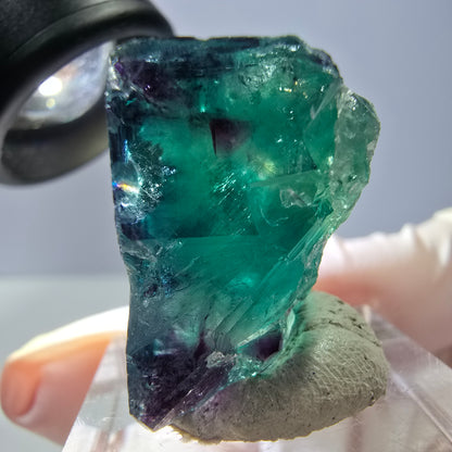 Phantom Fluorite cube parquetted, green purple Okorusu, Namibia 23*22*17mm 