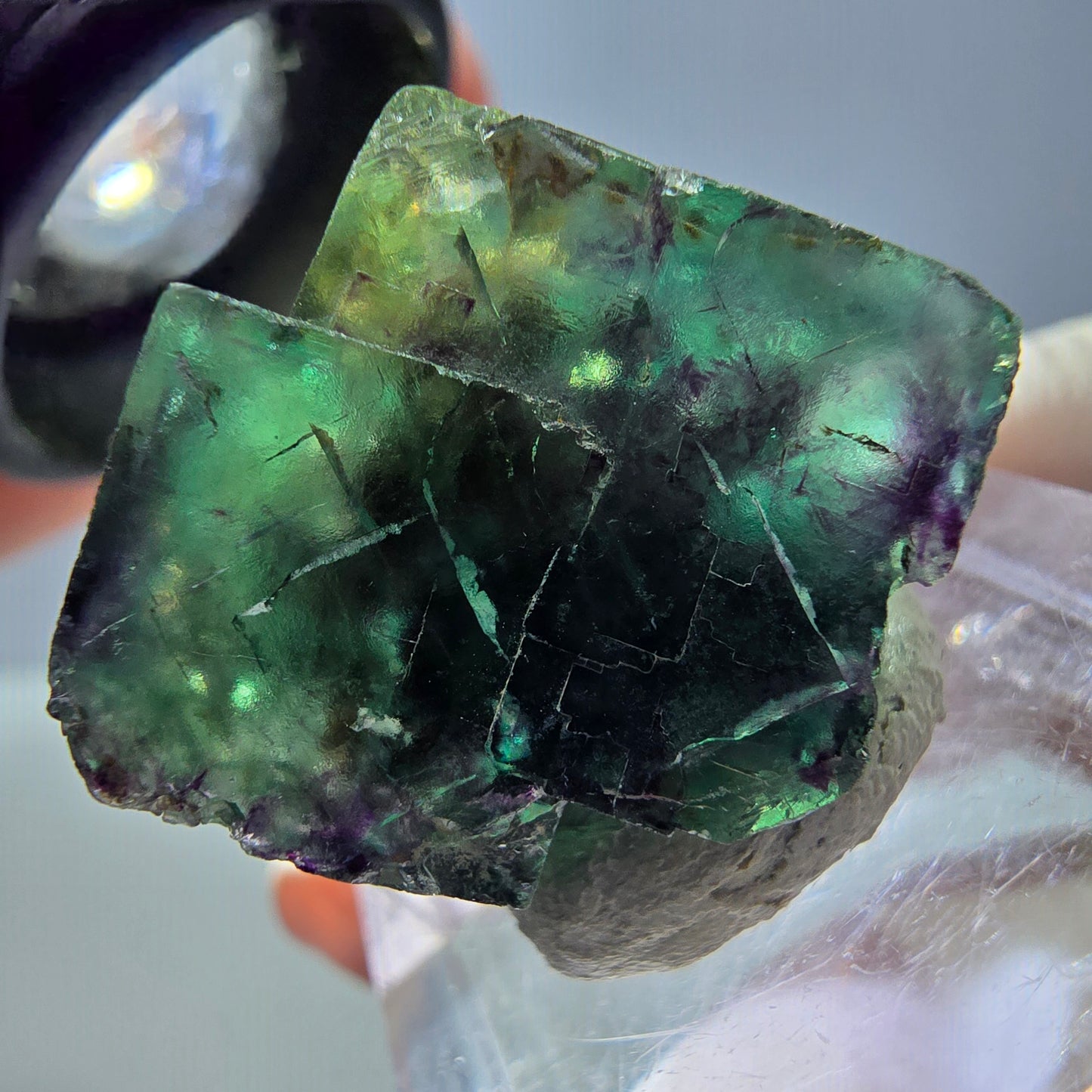 Phantom Fluorite cube parquetted, green purple Okorusu, Namibia 19*19*16mm 