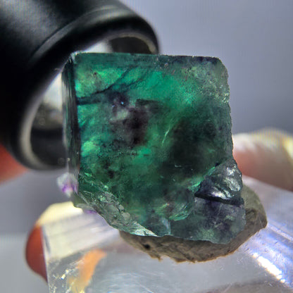 Phantom Fluorite cube parquetted, green purple Okorusu, Namibia 19*16*13mm 