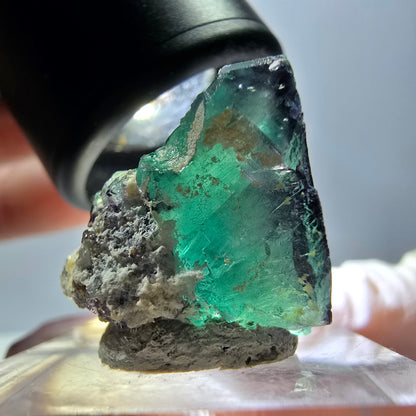 Phantom Fluorite cube parquetted, green purple Okorusu, Namibia 20*20*18mm 