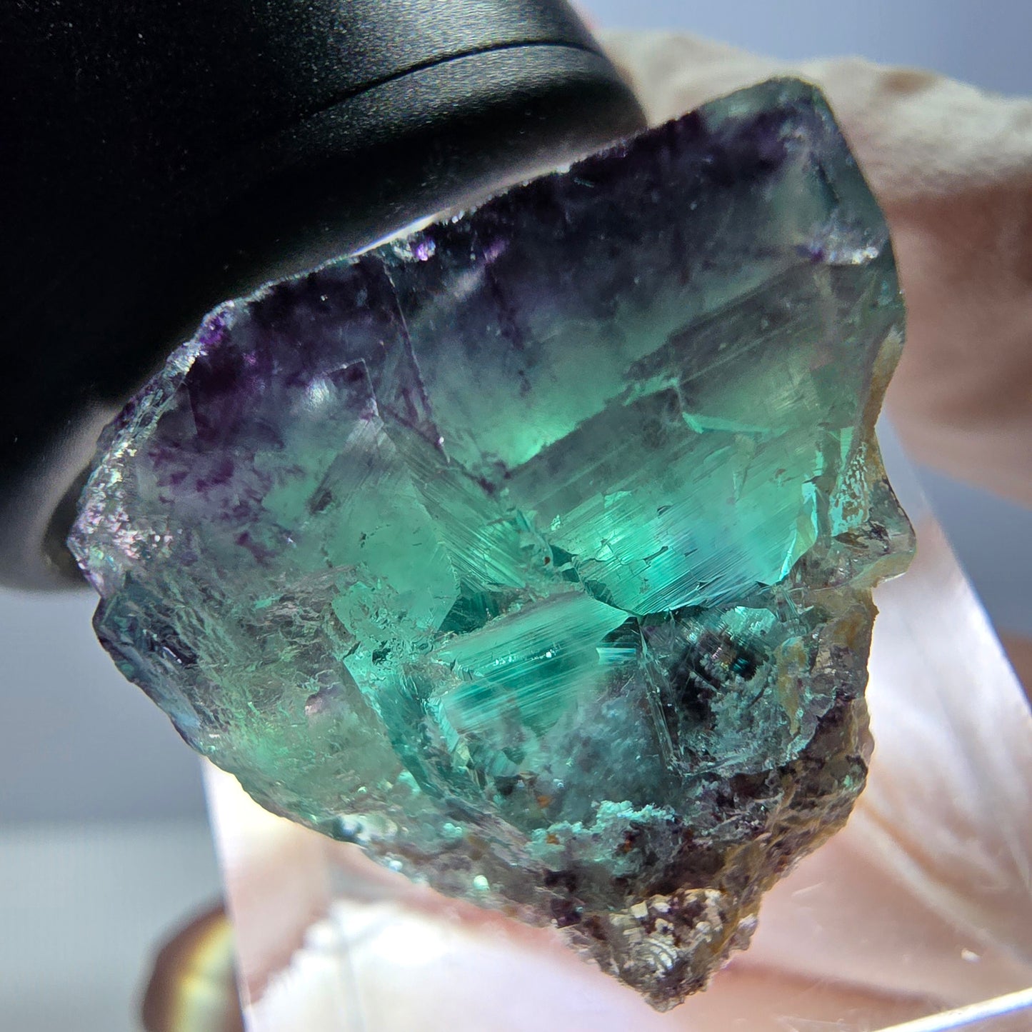 Phantom Fluorite cube parquetted, green purple Okorusu, Namibia 20*20*18mm 