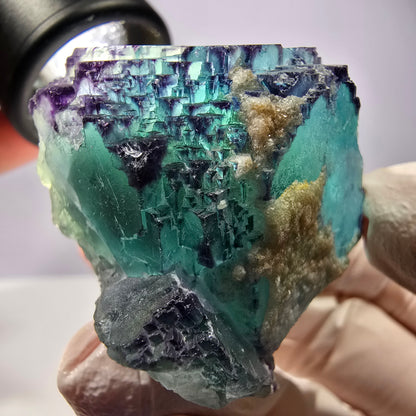 Spécimen de cube de fluorite fantôme, parqueté, zonal Okorusu, Namibie 44*41*25 mm 
