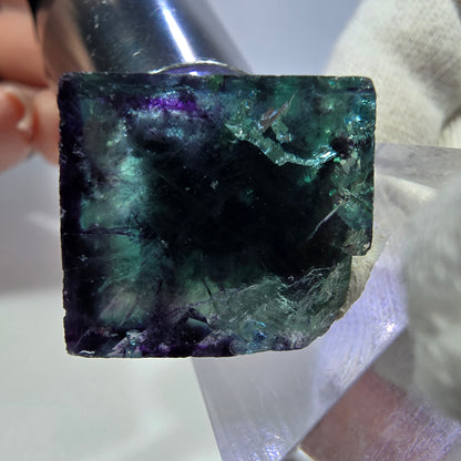 Rare cube de fluorite fantôme, vert violet zonal Okorusu, Namibie 27*25*14 mm 