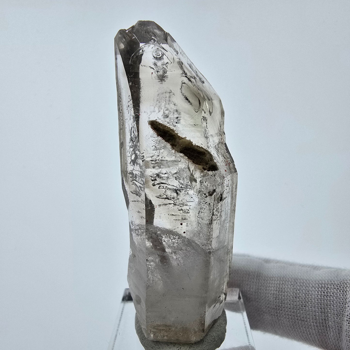 Enhydro Phantom Smoky Quartz Sceptre Tip 1x Bubble Goboboseb, Namibie 61*19*16mm 