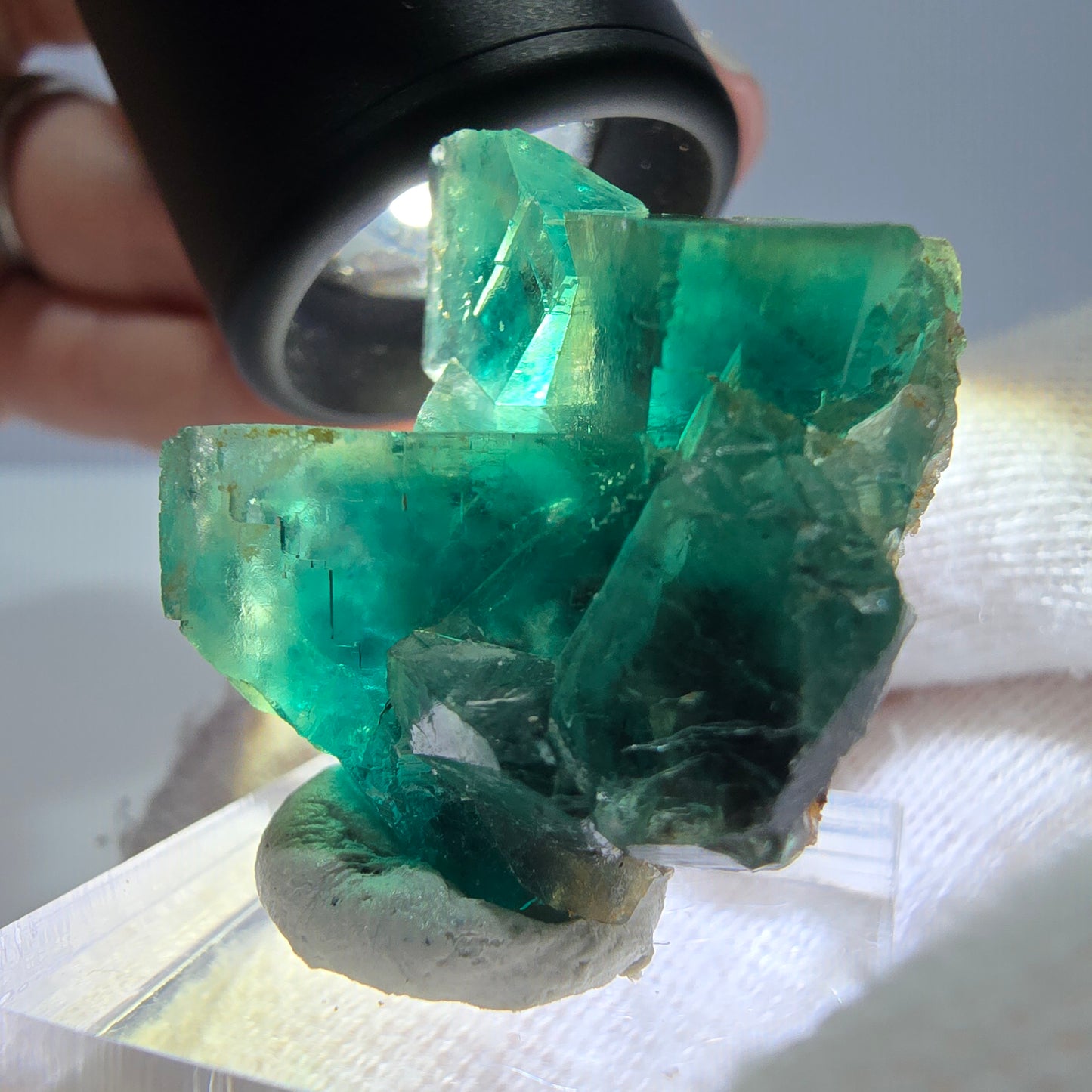 Cube de fluorite fantôme parqueté vert turquoise Okorusu Namibie 29*27*17mm 