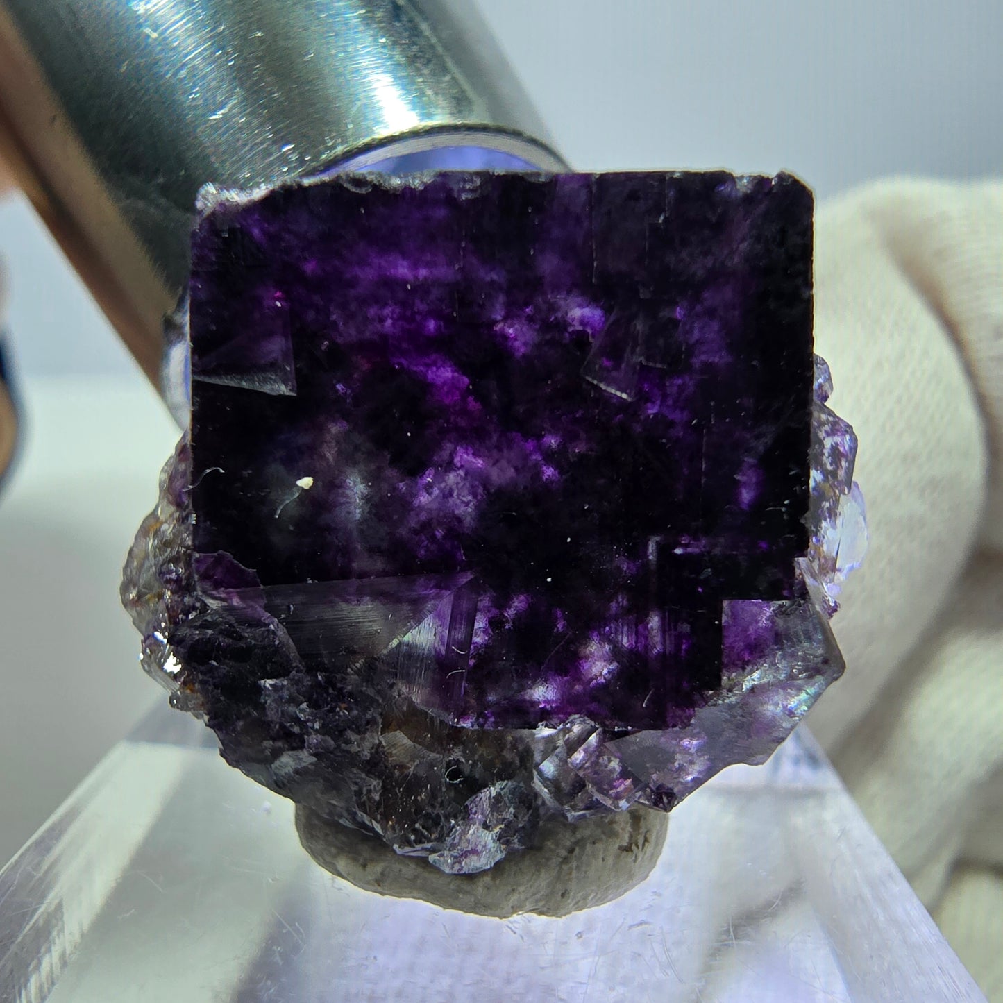 Spécimen de cube de fluorite fantôme zonal, vert violet Okorusu, Namibie 25*20*10 mm 