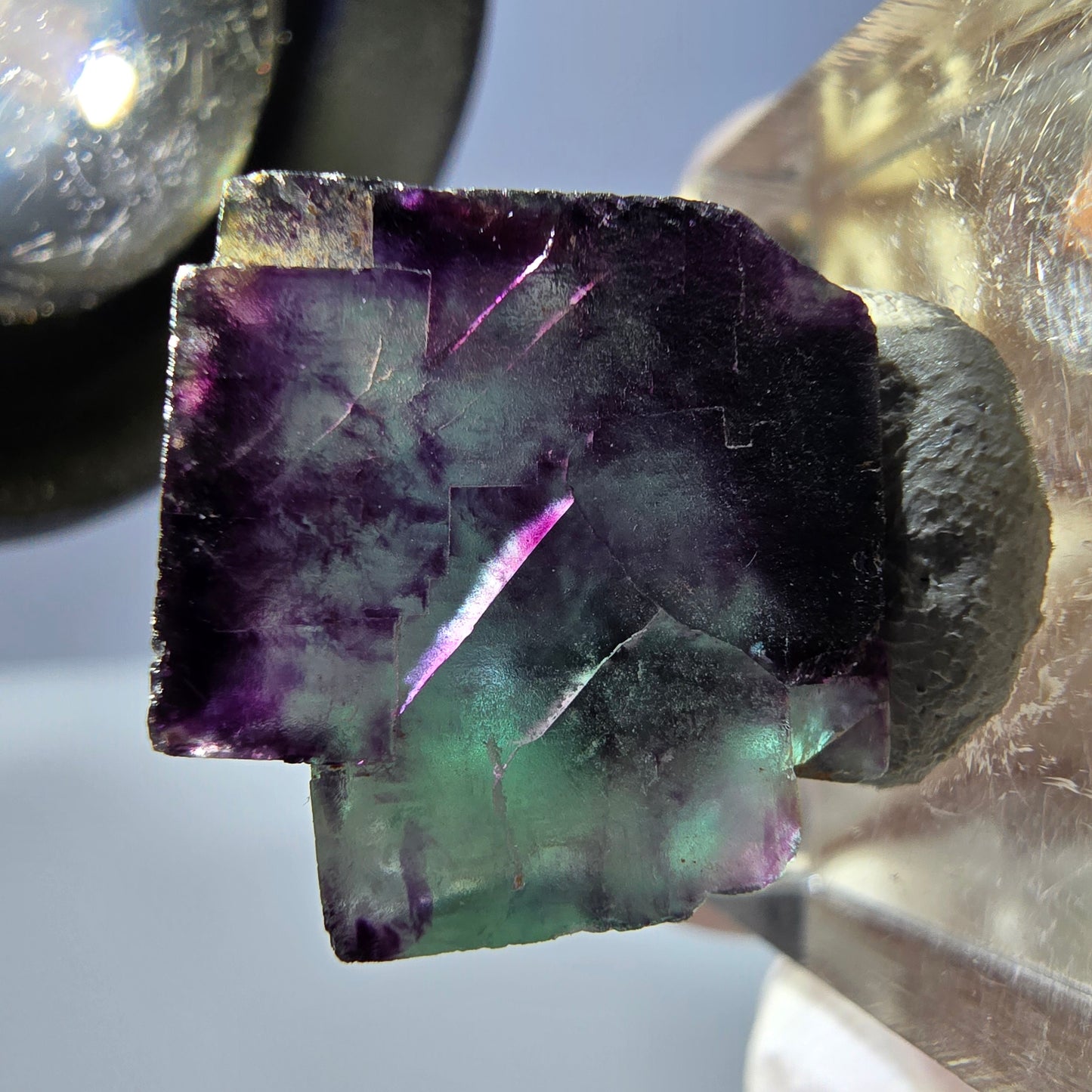 Phantom Fluorit Würfel parkettiert, grün lila Okorusu, Namibia 17*17*11mm