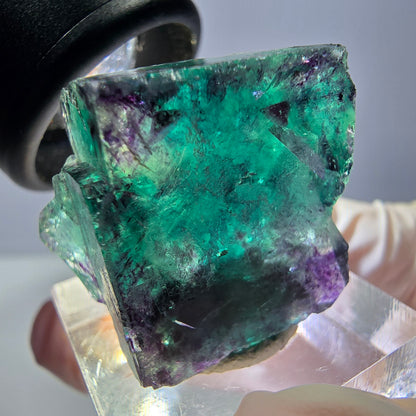 Phantom Fluorite cube parquetted, green purple Okorusu, Namibia 23*22*17mm 