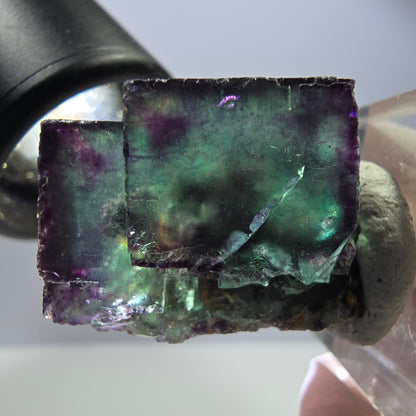 Spécimen rare de cube de fluorite, vert violet, Okorusu, Namibie, 29 x 25 x 21 mm 