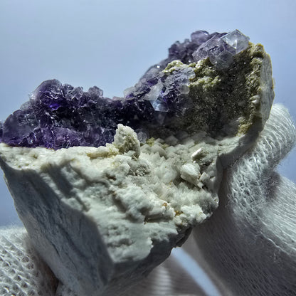 Cube de fluorite fantôme, muscovite, spécimen d'orthose, Erongo, Namibie, 56 x 44 x 28 mm 