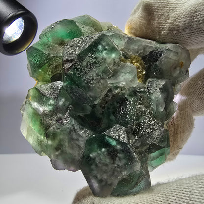 Fluorite fantôme Schörl Tourmaline Hyalite Muscovite Erongo Namibie 84*78*38mm 