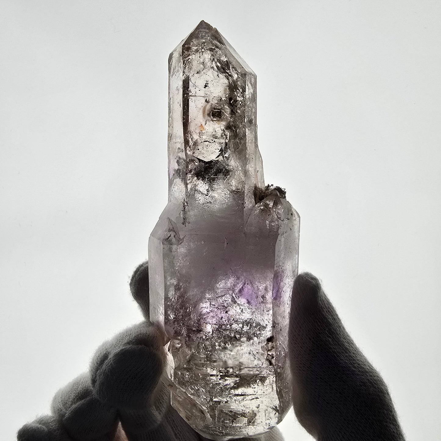 Enhydro Skeleton Amethyst DT Scepter 4x Bubble Valentine Pocket Gobobs. Namibie 119 x 40 x 34 mm 