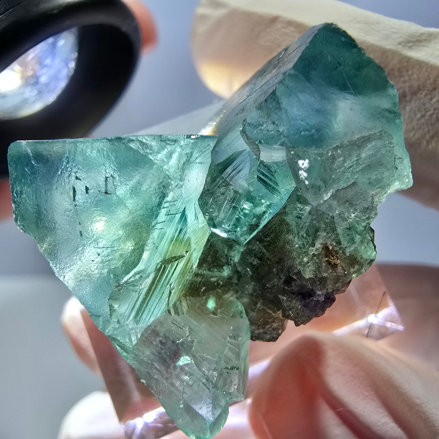 Phantom Fluorit Würfel Stufe, grün parkettiert Okorusu, Namibia 27*24*18mm