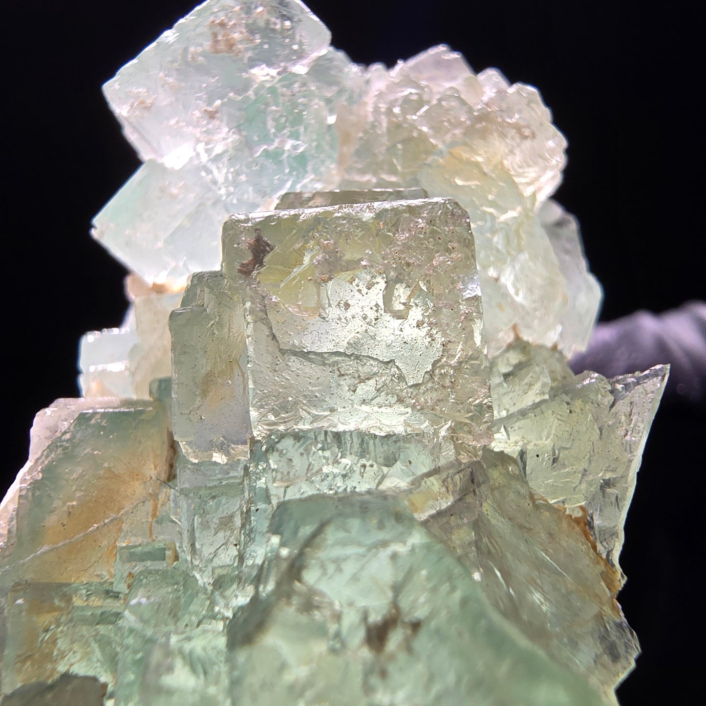 Clear stepped Phantom Fluorite cubes green Omehane, Namibia 58*33*29mm