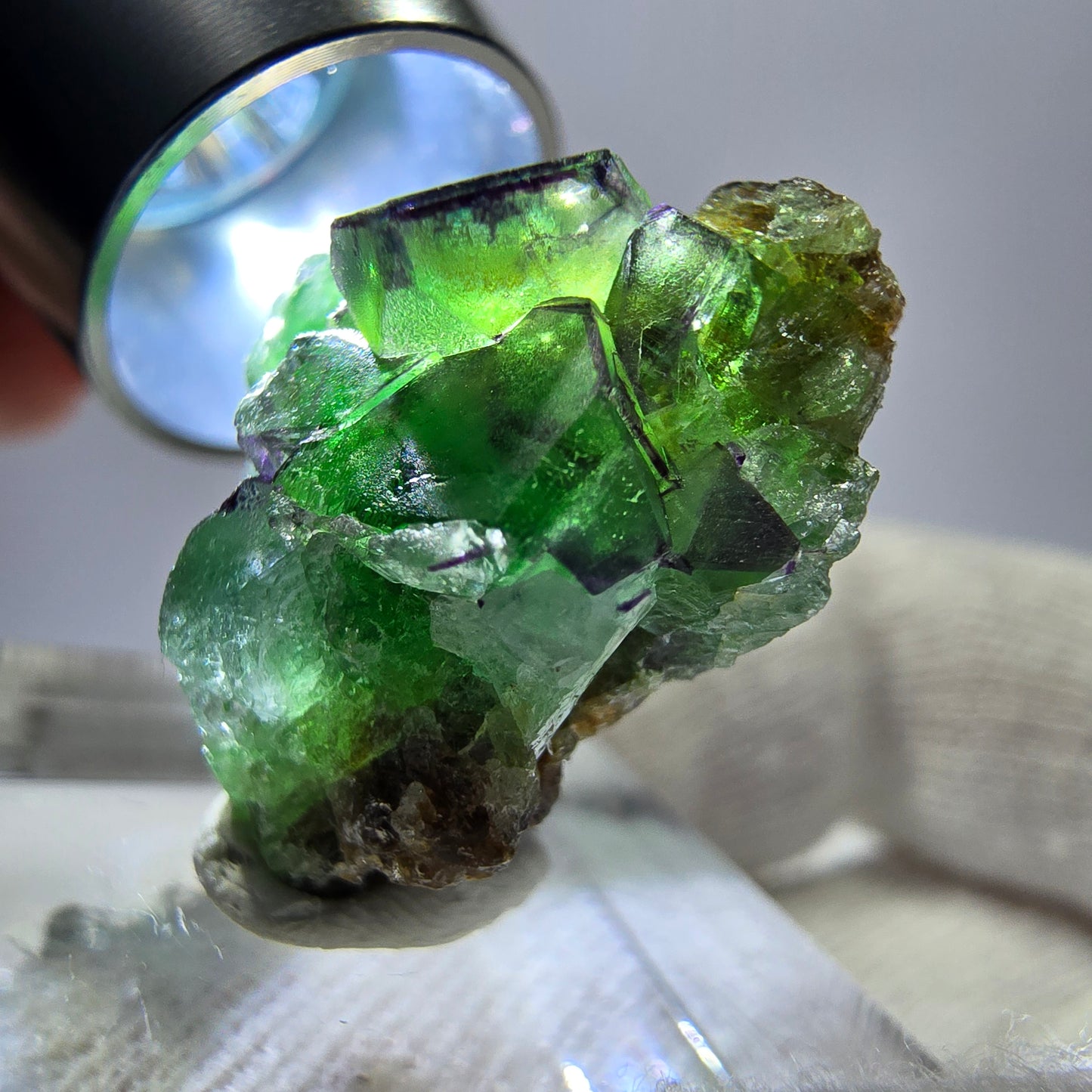 Phantom Fluorit Würfel zonal, grün braun lila Erongo, Namibia 24*17*13mm
