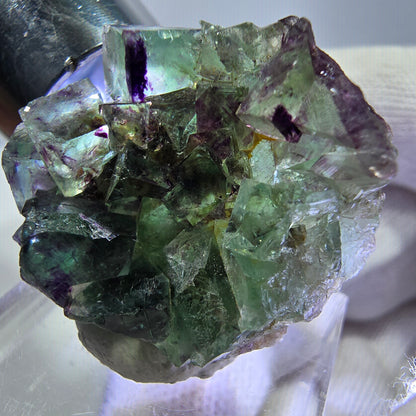 Spécimen zonal de cube de fluorite fantôme, vert violet, Okorusu, Namibie, 30 x 28 x 13 mm 