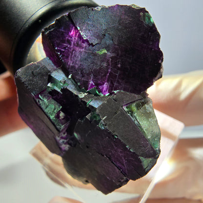Phantom Fluorit Würfel Stufe grün lila zonal 11:11 Angel Pocket, Namibia 30*28*25mm