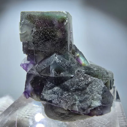 Spécimen de cube de fluorite fantôme coloré, vert violet jaune, Erongo, Namibie 29 x 20 x 14 mm 