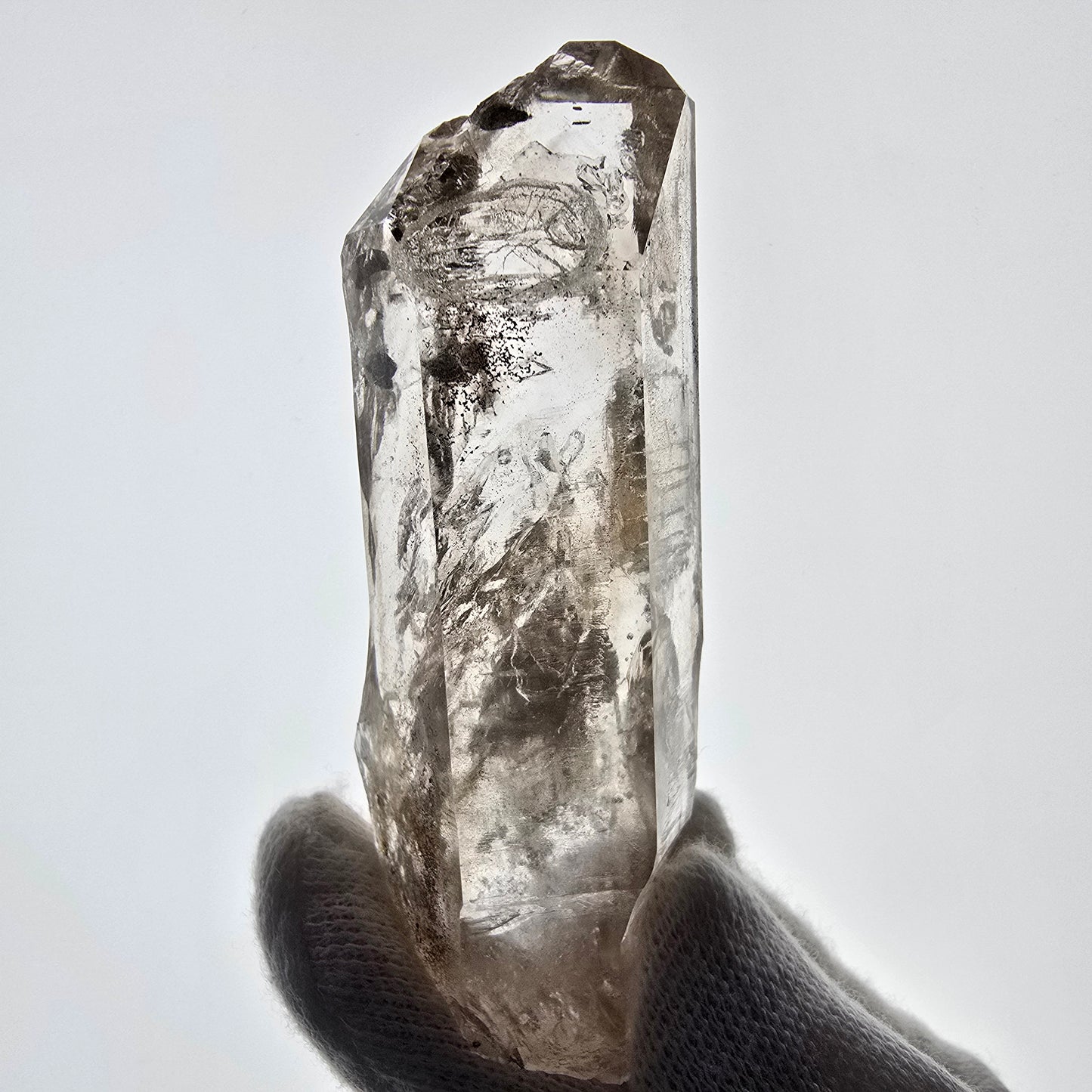 Sceptre en quartz fumé squelette Enhydro, 2x Bubble Valentine Pocket Goboboseb Namibie 79*28*22mm 