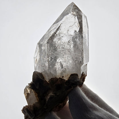 Sceptre squelette en quartz fumé Enhydro, calcite UV Valentine Pocket Goboboseb Namibie 99 x 56 x 45 mm 